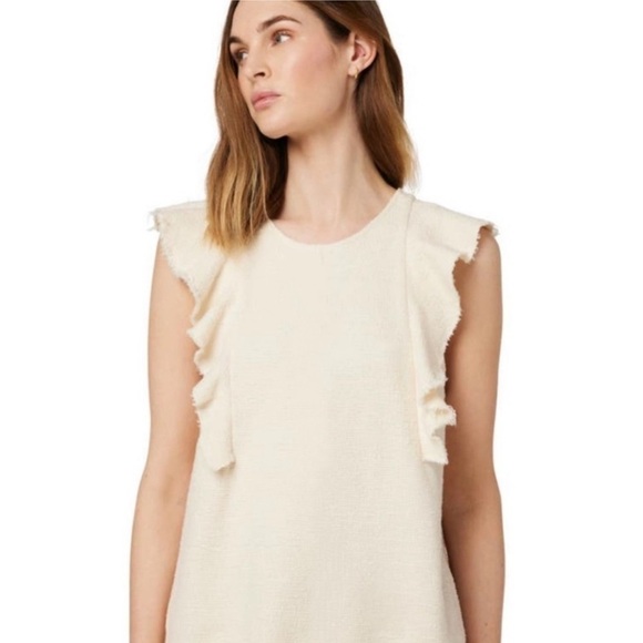 JOE'S • Women’s The Alana Tank Ruffle Shirt Blouse In Natural - Picture 7 of 11